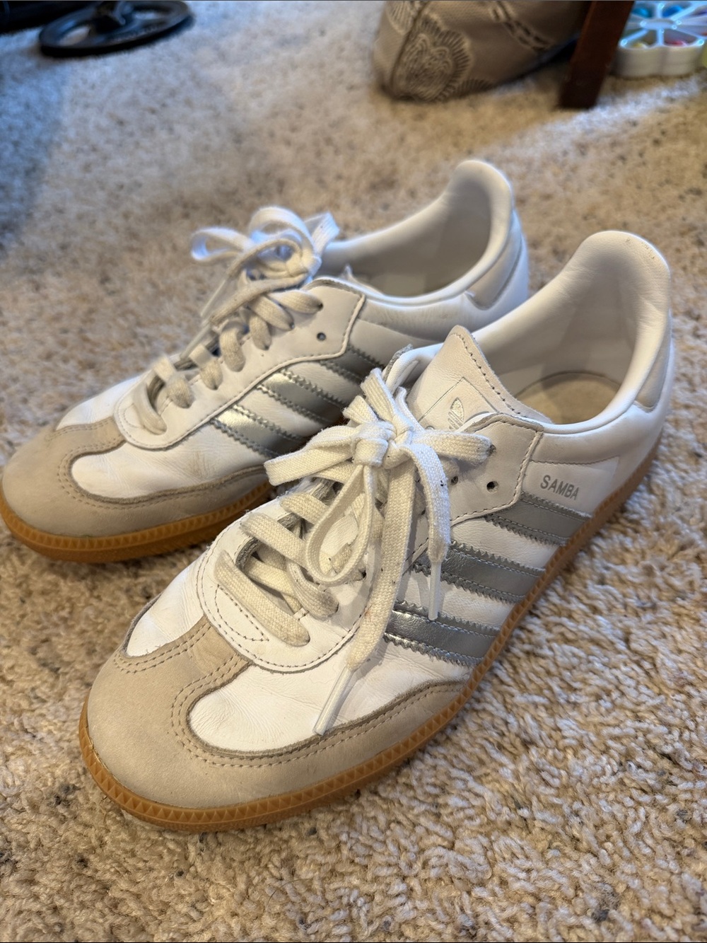 ADIDAS Samba White & Silver Women’s Sneakers Size 9
